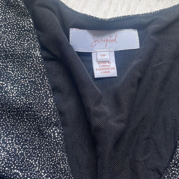 Scripted Metallic Silver/Black Bodysuit Size Small - Picture 3 of 8